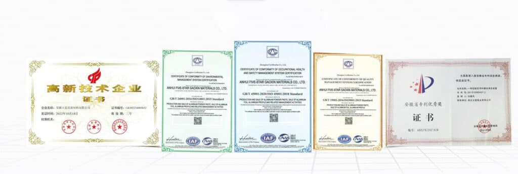 Certificados de materiales 5 estrellas